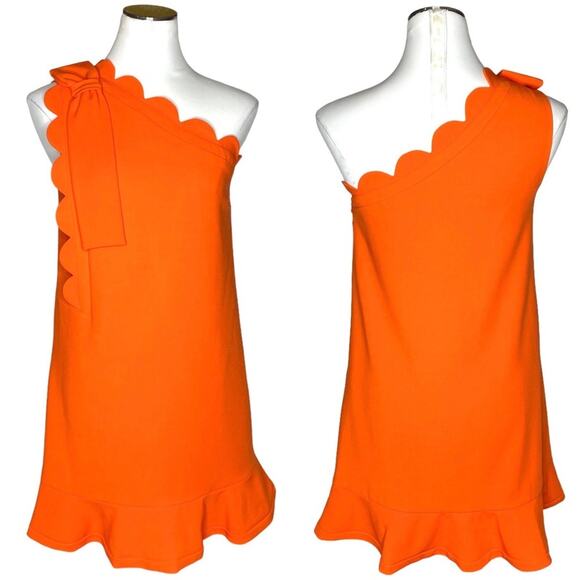 Victoria Beckham Target Orange One Shoulder Dress - Picture 2 of 11